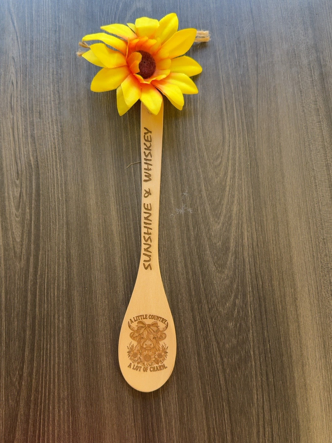 Farmhouse engraved paddle with sunflower
